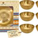 SATVIK Set of 12 Pure Brass Bhog Bowl Set for Pooja | Indian Puja Katori for Meditation, Prasad & Diwali Offerings | Tibetan Buddhist Altar Supplies | Durable & Elegant Brass Pujan Bowls (2cm x 5.7cm)