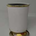 Kraftware 50274 Sophisticates W/Polished 14" Oval Waste Basket Wastebasket, White with Brass