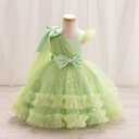 IBTOM CASTLE Girls Birthday Party Dress Heart Glitters Tulle Princess Dress Toddler Flower Girl Wedding Prom Pageant Dress (Green)