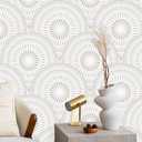 Heroad Geometric Peel and Stick Wallpaper Beige Contact Paper Modern Wall Paper 17.3"x118" Removable Self Adhesive Wallpaper for Bathroom Bedroom Kitchen Cabinets Waterproof Thicken Circle Vinyl Roll