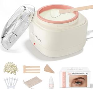 Mini Eyebrow Wax Kit for Women, Wax for Eyebrows Hair Removal, 26 Eye brow Waxing Sticks, 100g Brow Waxing Beads, USB Fast Heat, Smart Constant Temp, Travel or Home Use (Pink)