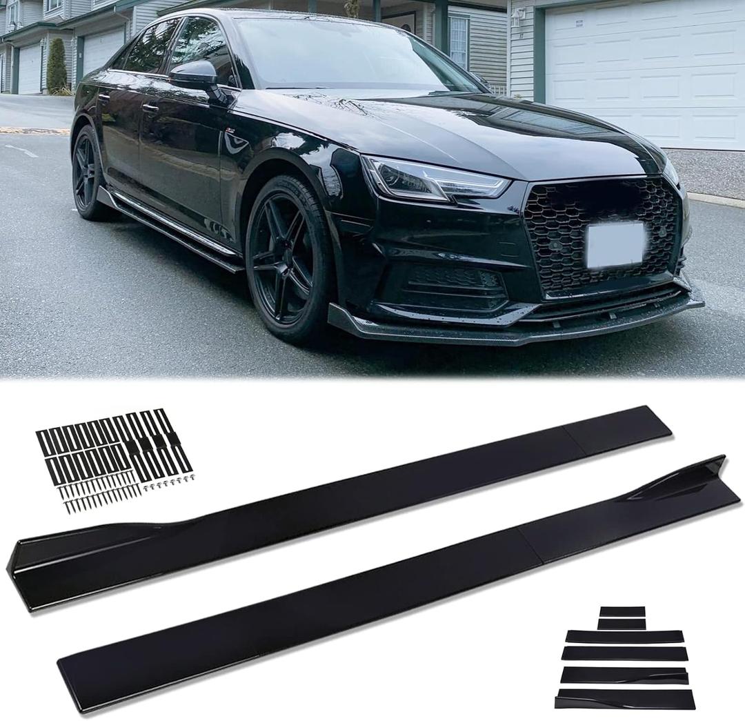 JMTBNO Universal 2.2M/86.6in Side Skirt Extension Splitter - Rocker Panel Lip Diffuser, Glossy Black