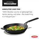 OXO Obsidian Pre-Seasoned Carbon Steel, 12" Wok Pan with Removable Silicone Handle Holder, Induction, Oven Safe, Black