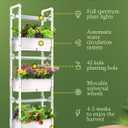 Hydroponics Growing System,AOONEG 42Pods Indoor Herb Garden with LED Grow Light,Hydroponics Growing System Kit with Automatic Timer,Pump System,Adjustable Height (No Seed,Glossy White, 3Layer-42Pods)
