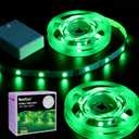 BestLuz Battery Powered LED Strip Lights 2X 3.33ft Flexible Green Light Strip for Bedroom Room Decor, Lighting for Cabinet Shelf Closet TV Backlight