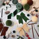 Wettarn 53 Pcs Christmas Velvet Ornaments Kit Include 15 3.15" Velvet Balls, 30 Bows (Wide & Narrow), 1 Wide & 1 Narrow Ribbon (5 yds Each), 6 Flocked Ball Picks for Xmas Decor(Brown, Green, Beige)