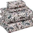 RUVANTI 100% Cotton Percale Sheets King Size – Crisp Cooling Bed Sheets for Hot Sleepers, Deep Pocket 16”, Soft Breathable & Durable Hotel-Style 4 Piece Set, Teal Paisley