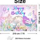 Avezano Mermaid Happy Birthday Backdrop Under The Sea Birthday Party Decorations Little Mermaid Backdrop for Girls Ocean Theme Bday Party Decor (7x5ft)