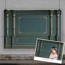 12x8ft Empty Room Backdrop Dark Green Wall Gypsum Line Antique Roman Column Classic Interior Photography Background for Birthday Wedding Artistic Portrait Photo Studio Props Wallpaper