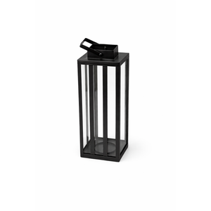 Stainless Steel Lantern 5.5 x 14 Inch Tall Metal Hanging Lanterns with Clear Glass Panels, Indoor & Outdoor Home Decor for Parties & Events - Black Finish