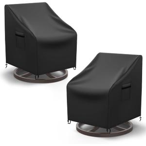 Mrrihand Patio Chair Covers, 2 Pack Outdoor Swivel Lounge Chair Cover, Heavy Duty Patio Rocking Chair Covers, Patio Furniture Covers Waterproof, 30" W34" D38.5" H, Black (30"W*34"D*38.5"H)