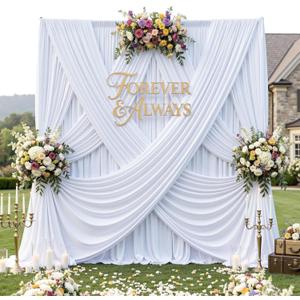 12ft x 10ft White Backdrop Curtains for Parties, Wrinkle Free 2 Panels Photo Backdrop Drapes Back Drop Cloth for Wedding Birthday Photography Background Decor