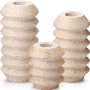 Retisee 3 Pcs Marble Candle Holder Natural Travertine Candlestick Holders Vintage White Candle Stand with Natural Stone Holes Modern Decorative Candle Holder 3/4 Inch Thick Candles for Home Wedding