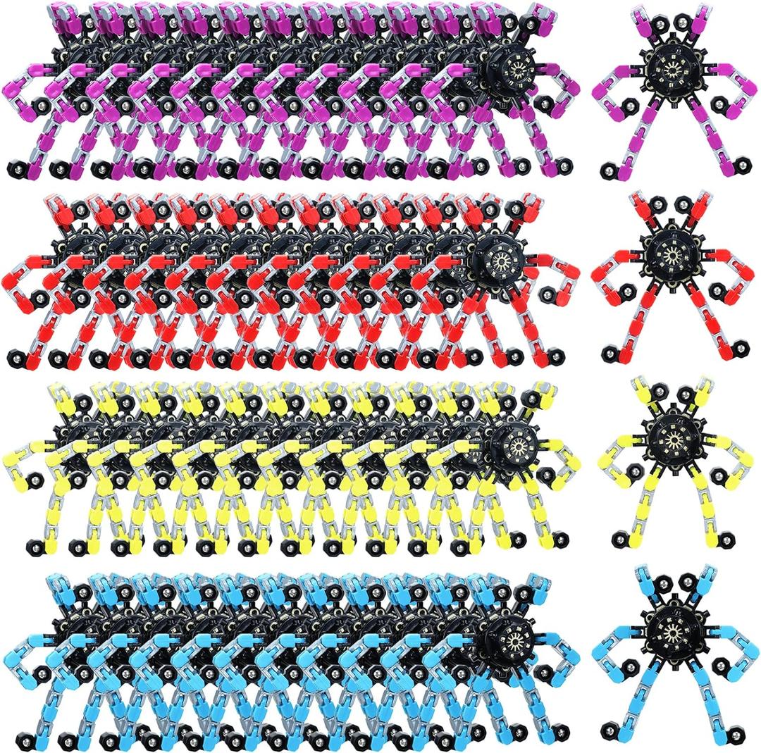 64 Pack Transformable Fidget Spinner Toys for Kids and Adults, Funny Stress Relief Sensory Fidget Toys for Girls and Boys Age 8-13 Deformable Chain DIY Fingertip Gyros Party Favors Birthday Gifts