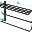 VOTZAAQ Towel Racks for Bathroom, 24 in Black Towel Shelf with Double Towel Bar, 3 Tier Stainless Steel Towel Storage, Bath Towel Holder Wall Mounted for Lavatory Organizer Decor RV Camping