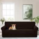 Stretch Couch Cover Washable Sofa Slipcover Furniture Protector with Non Skid Foam and Elastic Bottom for Kids, Dog(Large/Chocolate)