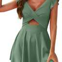 Aleumdr Women's One Piece Swimsuit Ruffle Cutout Swimdress Tummy Control V Neck Wrap Swimwear (Green, Size S)