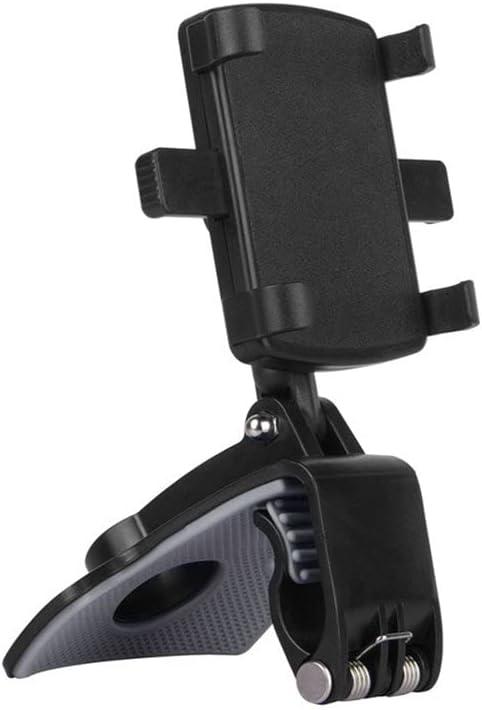 Bracket Dashboard Phone Holder Car Phone Mount Adjustable Spring Clip Fit for Multiple Use 360-Degree Rotating Phone Stand Fit for Safe Driving (Color : Black)