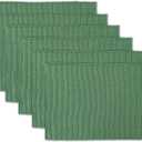 AVKA Studio 100% Cotton Ribbed Placemats - Set of 6-13 x 19 Inches - Green - Everyday/Christmas Cloth Table Mats - Thick Construction, Washable & Reusable Cloth Place Mats