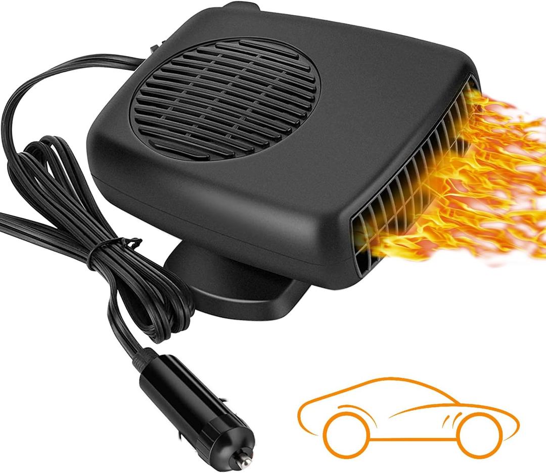 Car Heater - Portable Car Heater Fan with 360 Rotatable Base, 12V Car Heater 150W, Quick Defrosting & Demisting for Windshield, Universal for Truck/SUV/Car (Cigarette Lighter Plug)