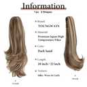 Clip in Ponytail Extension 18 Inch Pony Tails Hair Extensions for Women Long Straight Curly Tail Ponytail Hair piece Synthetic Fake Versatile Pony (Dark Sand)