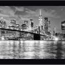 New York City Financial District by Anon. - 14" x 20" Framed Canvas Art Print - Black Frame - Ready to Hang