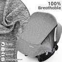 Baby Car Seat Cover, Large Mesh Window, Breathable Fabric, Infant Windproof Canopy, Universal Fit CarSeat Covers for Babies, Machine Washable, Gray