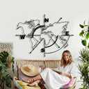 DEKADRON Metal World Map Wall Art Compass, World Map Without Borders, Metal Wall Decor, Metal Sign, Wall Hangings (39" W x 30" H / 98x75 cm)