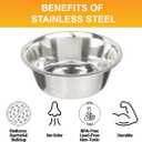 Neater Pet Brands 12 Cup (96 oz.) Stainless Steel Dog Bowls, 1 Single Large Dog Water Bowl or Food Bowl for Indoors or Outdoors, Metal Bowls for Large Breed, Dishwasher Safe Dish for Extra Big Dogs