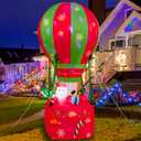 6.5FT Christmas Inflatable Christmas hot air Balloon Decoration, Blow Up Outdoor Yard Decor, Built-in LED Lights Holiday Inflatable Decoration for Party Garden Lawn