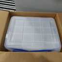 IRIS USA WeatherPro 44 Qt Storage Bins with Lids, 2 Pack, BPA-Free Plastic Gasket Box with Tight Latch and Seal, Stackable Nestable Tote Tub - Clear/Blue