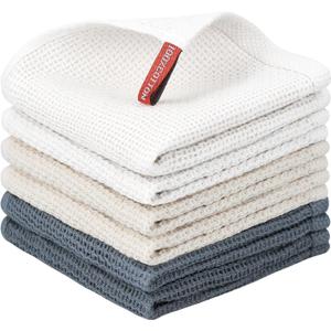 Nialnant 6 Pack Kitchen Dish Cloths, 100% Cotton Waffle Weave - 12x12 in | Dish Towels for Drying Dishes, Quick Drying Kitchen Towels, Soft Absorbent Dish Rags