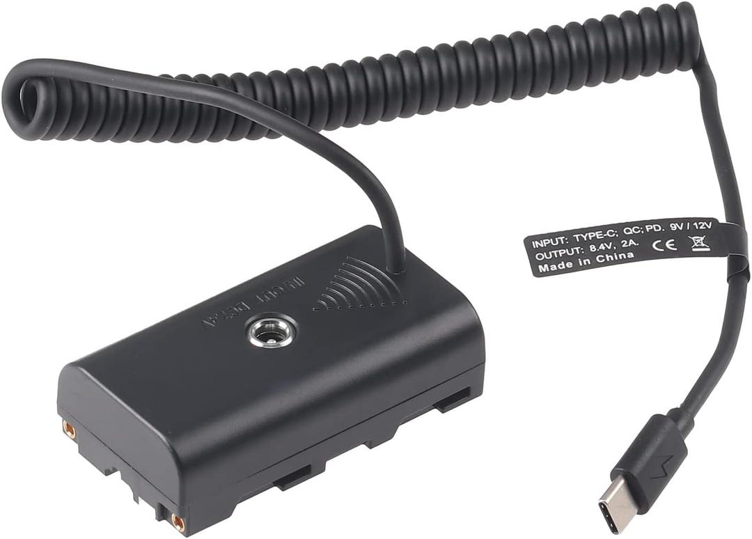 FocusFoto USB-C to NP-F550 Dummy Battery Adapter Cable for Sony NP-F970 NP-F570 NP-F750 NP-F770 F960 F530 F330 to Power Camera Field Monitor Video LED Light DSLR Mirrorless Camera