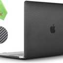 Compatible with MacBook Air 13 inch Case M1 A2337 A2179 A1932 with Retina Display Touch ID 2018 2019 2020 2021 Release, Carbon Fiber Texture Hard Shell Case Cover, Black