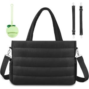 KUBYA Diaper Bag Tote, Baby Diaper Tote Bags Crossbody Hospital Bag Travel Large Mommy Bag, with Silicone Pacifier Case (Black)