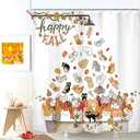 SVBright Fall Autumn Cat Shower Curtain 72Wx72L Inch Cute Kids Funny Cartoon Cat Lover Pets Animal Farmhouse Leaves Plant Nursery 12 Pack Hooks Polyester Waterproof Fabric Bathroom Bathtub Panels