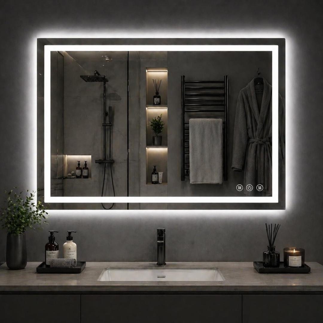 40"x 30" LED Bathroom Mirror with Lights, 90CRI Anti-Fog Wall Vanity Mirror
