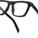 Gleyemor Blue Light Glasses for Men Women Trendy Square Frame Blue Light Blocking Lens Computer Glasses, Lens Width: 50 Millimeters (Black)