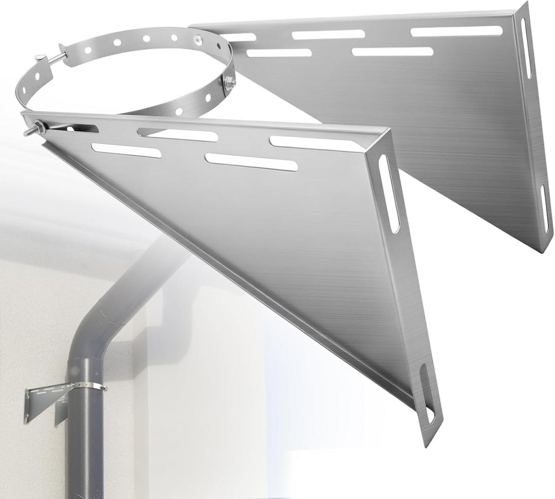 Adjustable 10" Chimney Pipe Wall Support Bracket, Fireplace Pipe Wall Bracket for 8" (10" O.D.) Double Wall Chimney Pipe (Gary)