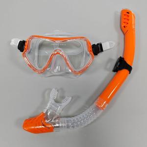 Diving Goggles, Snorkeling Breathing Tube Set, Men's and Women's New Large Frame Silicone Surface Mirror, Snorkeling mask, Diving Glasses (Pearly Orange Transparent)