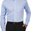 Tommy Hilfiger Men's Non Iron Solid Button Down Collar Shirt (17" Neck 34"-35" Sleeve, Blue)