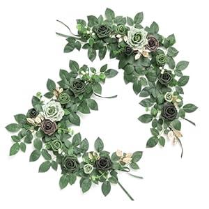 Ling's moment 2Pack 2ft Artificial Flowers Garland Lantern Flower Centerpieces Wedding Aisle Decor Chair Flowers Green Arch Floral for Reception Pew Signs DIY Sweetheart Table Wall Window Decoration