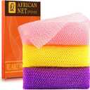UJFQBH 6 Pieces African Net Sponge Long Bath Sponge Exfoliating Shower Body Scrubber for Daily Use, Terrific for Smoother Skin  Back Scrubber for a Refreshing Experience (Purple  Orange)