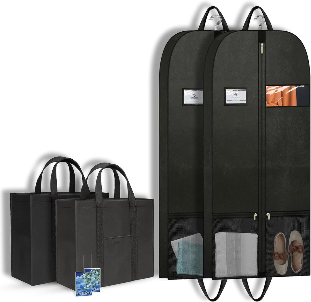 Travel Clothing Storage Bags for Hanging Clothes, Large Heavy Duty Zippered Garment Bags, Breathable Long Suit & Dress Bags for Closet Storage, Moving & Seasonal Organization