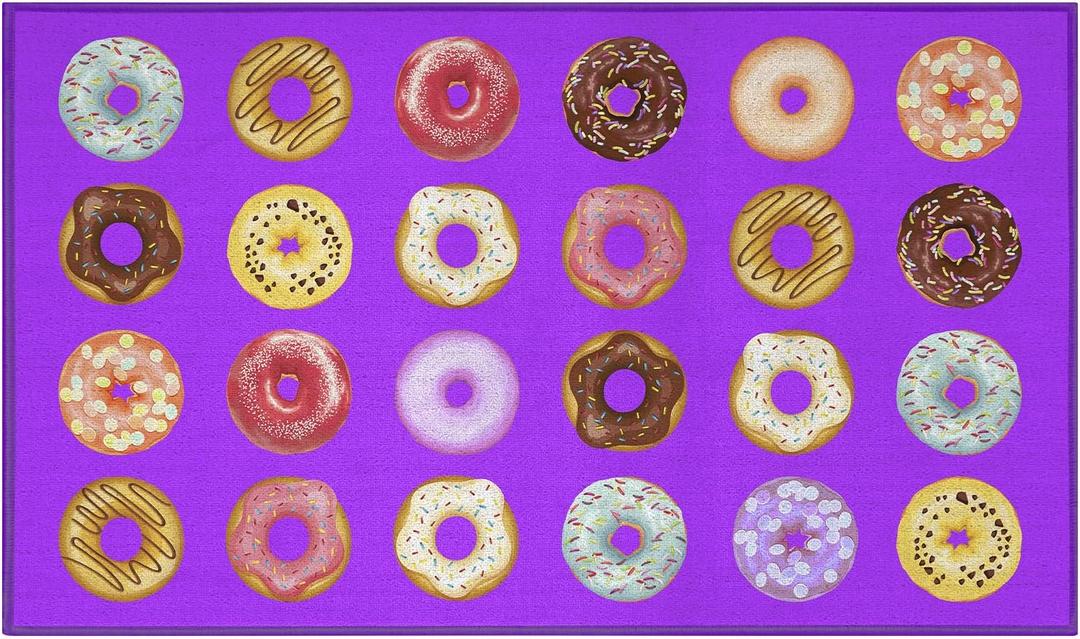 Booooom Jackson Classroom Rug Colorful Seating Classroom Carpet Elementary 24 Seats, Preshool Area Educational Rug for School (7.5 x 13 ft, BC011-DonutsPurple-Lite) (Blue)