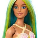 Barbie Mermaid Doll with Two-Tone Blue & Yellow Fantasy Hair & Headband Accessory, Toy with Shell Bodice & Turquoise Tail
