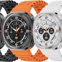 3 x 3 Packs Silicone Band Compatible with Samsung Galaxy Watch Ultra 47mm (2024), Waterproof Breathable Strap for Galaxy Watch Ultra 47mm Men Women, White, Black, Orang