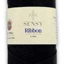 Sensy Premium 4mm - 109 Yards 100% Polypropylene Macrame Ribbon, Crochet Bag Cord, Thread for Knitter (Black)