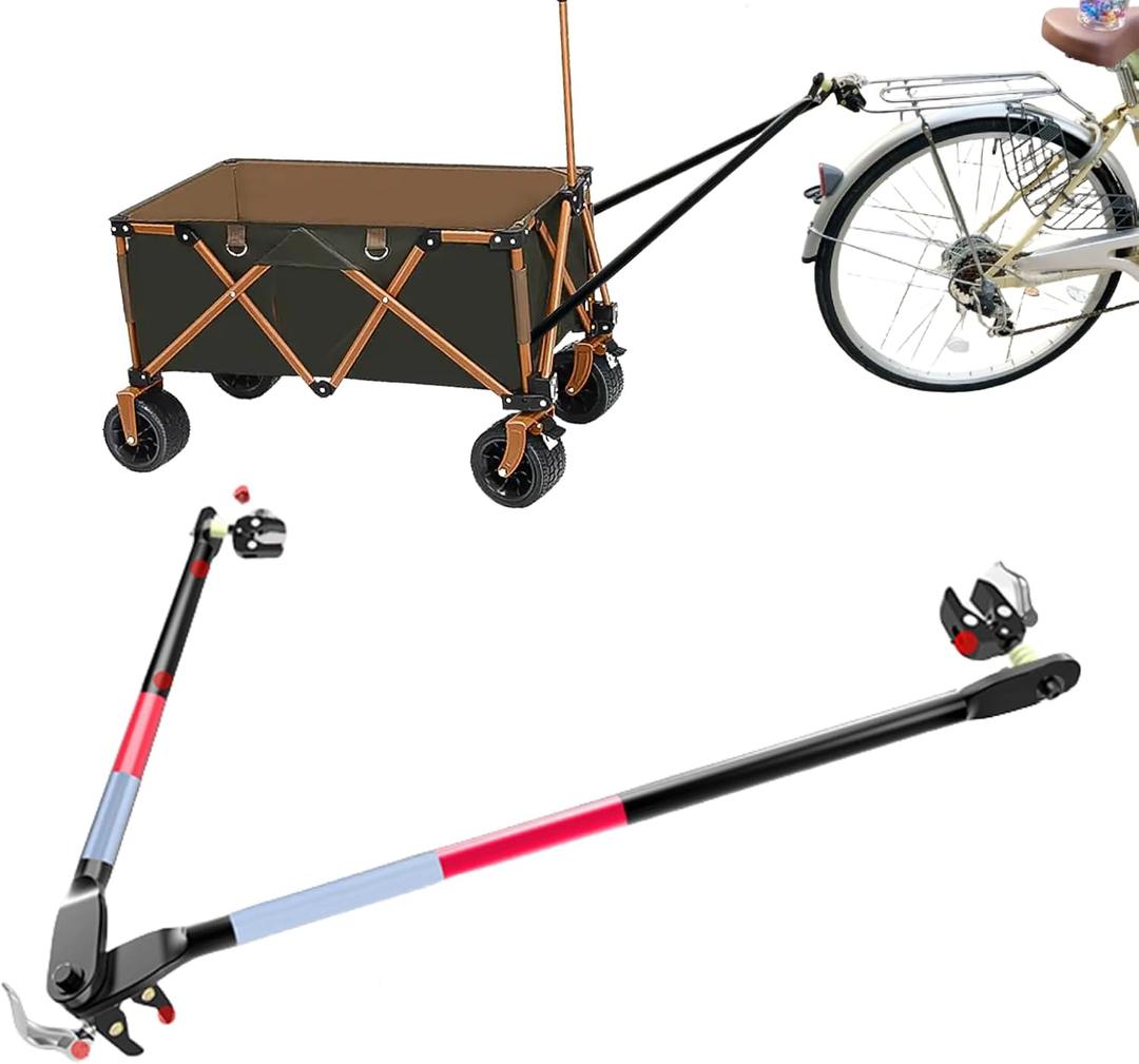 Bike Trailer Hitch for Collapsible Wagon Cart with 360° Swivel Joint & Shock Absorber Quick-Release Clamps Bike Trailer Hitch for Pet Wagon,Camping Wagons Carts Foldable and Other