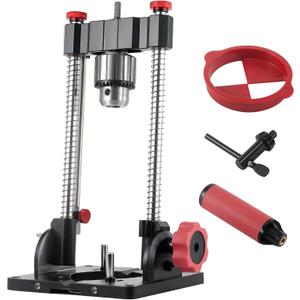 1348 Drill Guide,Heavy-Duty Portable Drill Press Guide,1/2 in Keyed Chuck, 0–60° Adjustable Angle Precision Drilling Jig for Straight, Angled & Compound Holes, Aluminum Head, V-Groove Base